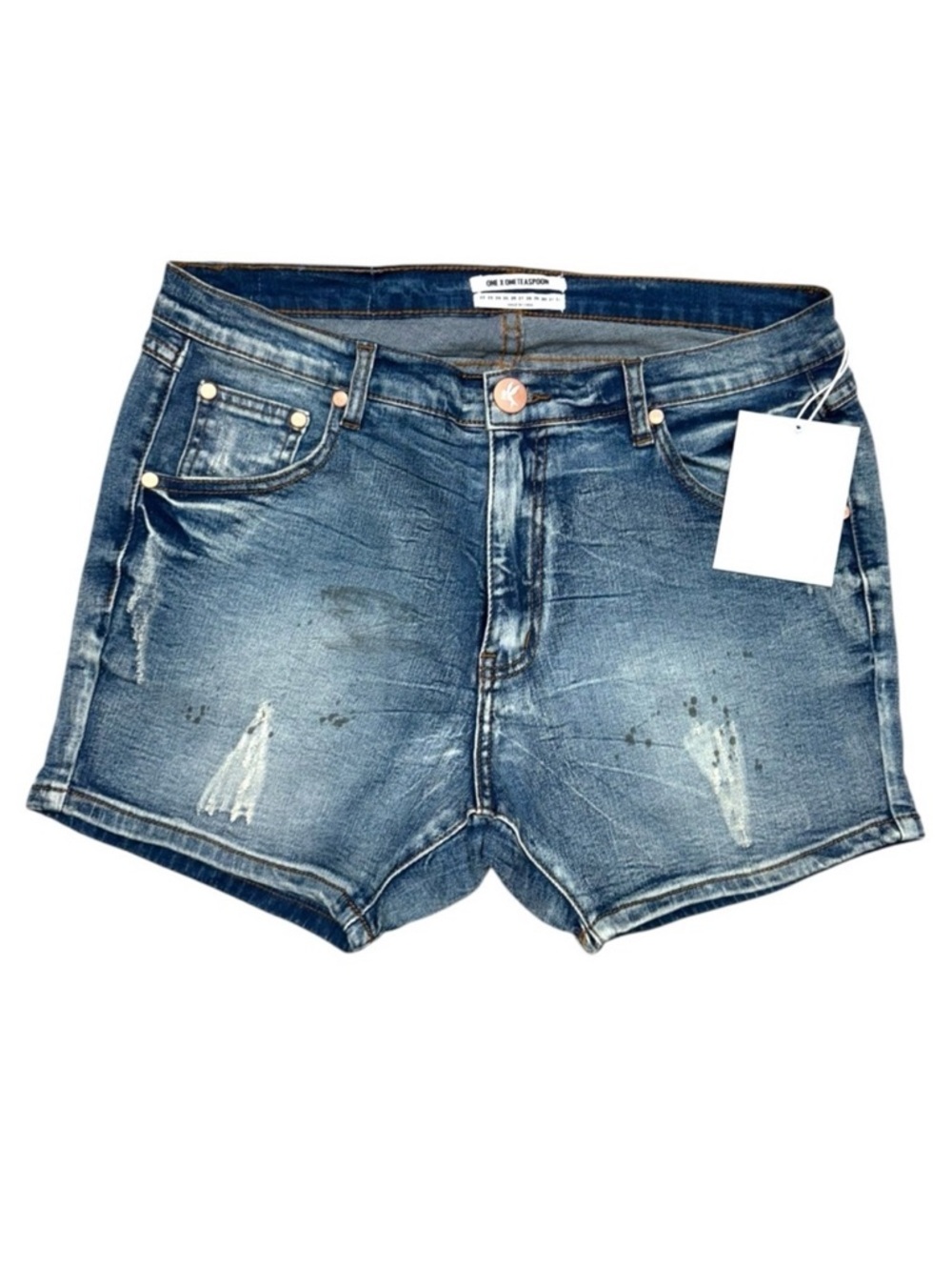 One Teaspoon Blue Blonde Hustler Shorts, Size 30 Paint Splatter Slouchy Shorts